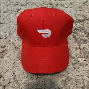 Red Unisex DoorDash Delivery Adjustable Baseball Cap Hat with White Logo NWOT
